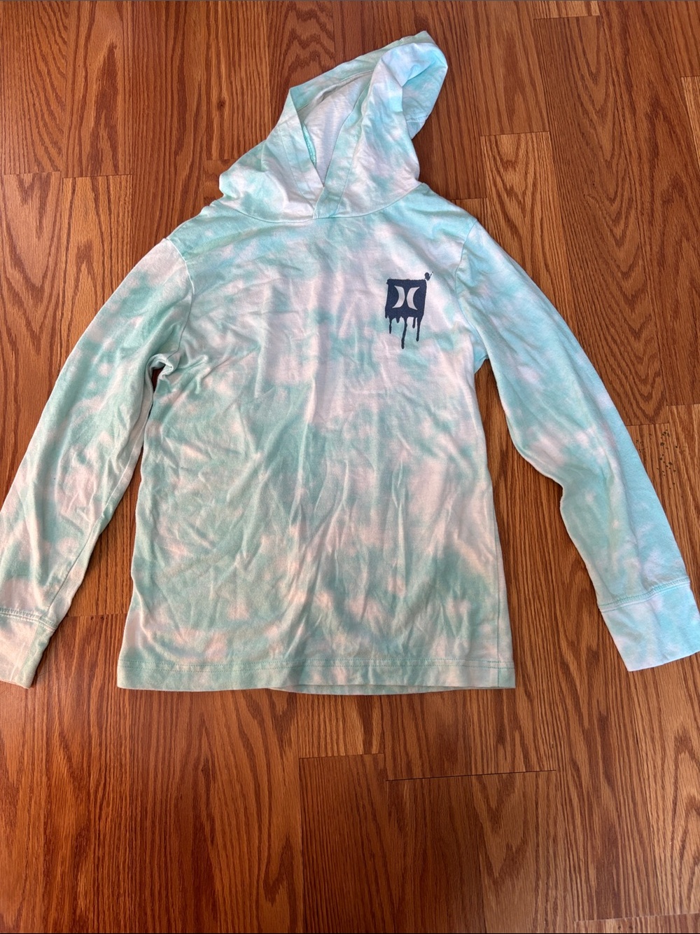 Hurley Kids' Aqua & White Tie-Dye Hooded Top